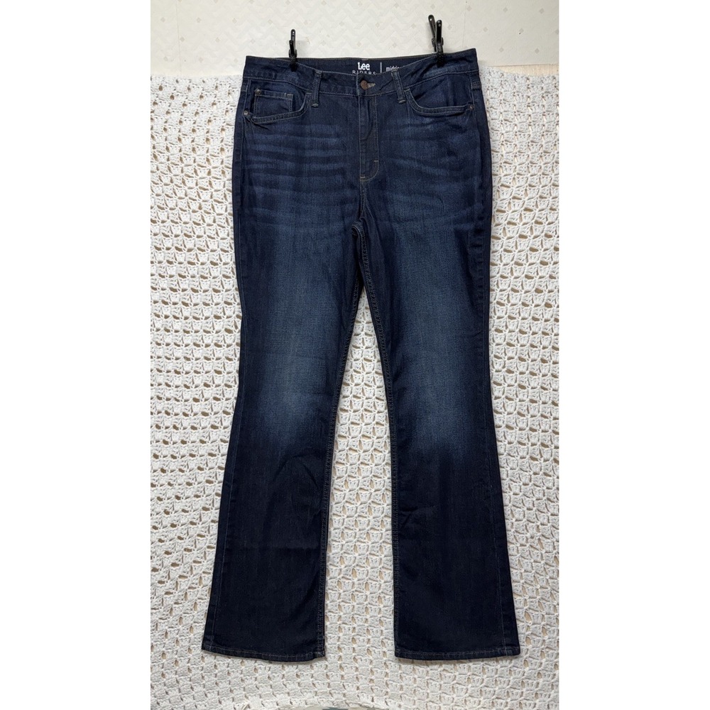 Lee Womens Jeans Women Sz 14 L  W34 L33 Dark Blue Denim Boot Cut Mid Rise